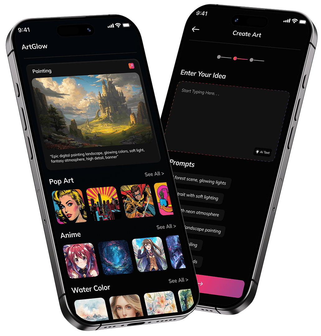 About AI Art Generator - ArtGlow platform for creating personalized, AI powered digital artwork